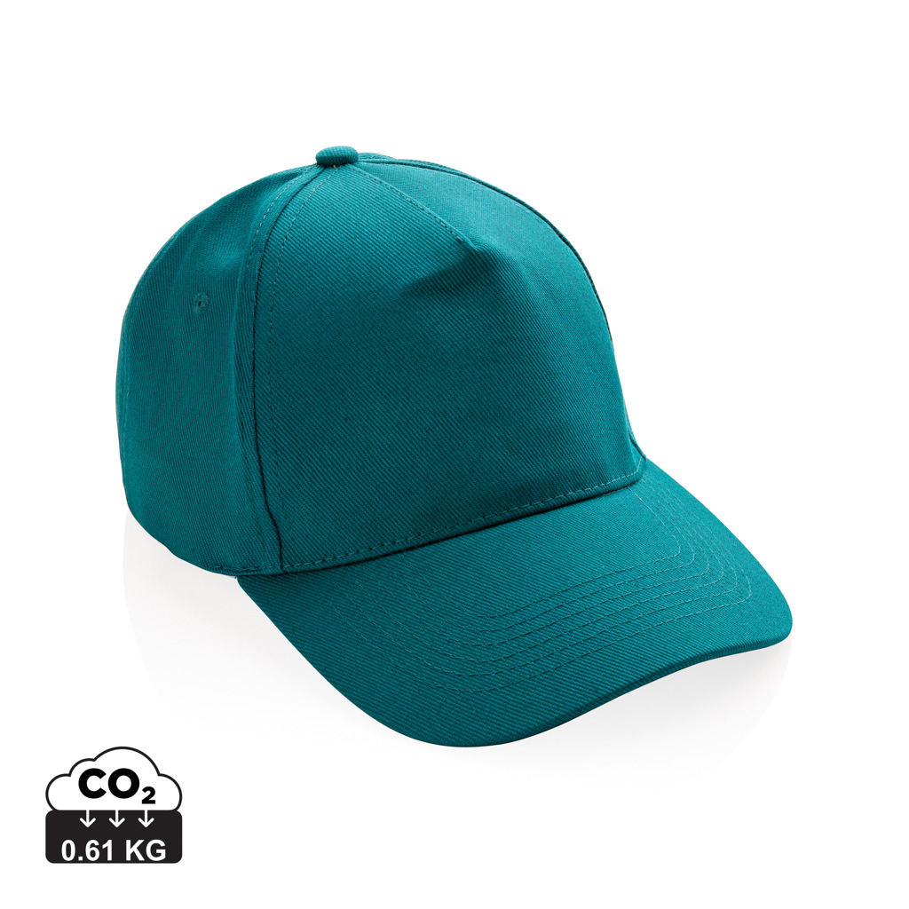 Casquette coton recyclé 280 g publicitaire 5 pans Impact Bleu canard